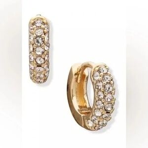 ❄️ Anne Klein | Gold Tone Pearl Pave Huggie Hoop Earrings